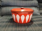 Catherineholm Enamelware Red White Lotus 12 5 Casserole Dutch Oven Lid 8 Qt Pot