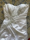 David   s Bridal Wedding Gown Satin Side Draped With Beaded Lace Appliques Sz 4