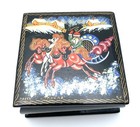 Russian Troika Trinket Jewelry Box Santa Christmas Small Lacquer 3 25    Vintage