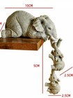 3x Resin Elephant Sitter Figurines Mother And 2 Babies Hanging Off Edge For Gift