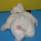 Russ Berrie 10  Plush White Christmas Bear Bean Plush Named Ribbons W  Red Bow