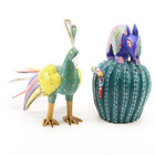 Oaxacan Wood Carvings Bird  Armadillo  Cactus  Mexican Folk Art  Oaxaca Mexico