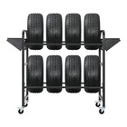 2-tier Heavy Duty Adjustable Rolling Tire Storage Rack With Locking Wheels