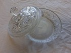 Vintage Avon Clear Glass Pressed Floral Pattern Powder Jar With Lid