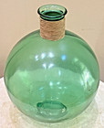 Vintage Demijohn Carboy Huge Emerald Green Glass Bottle 19  Tall 12  Wide