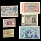 1908-1923 German 6 Banknote Set World War One Currency Fascism Hyperinflation
