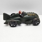 Vintage Hubley Cast Iron Toy Indy Race Car W driver   Moving Wheels Tail Fin 