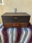 Antique Lift Top 2 Drawer Oak Machinists Tool Chest