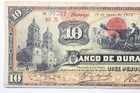 1913 Mexico   Durango  10 Pesos   Series G  Circulated Banknote   0439
