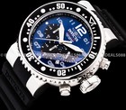 Invicta Men Grand Pro Diver Chronograph Silver Blue Dial 52mm Strap Ss Watch