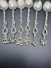 Vintage Italian Figural Spoon Set 6 Ornate Handles Silver Plate  italy