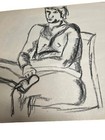 Vtg Charcoal Pastel Drawing Profile Sketch Male Nude Portrait Unframed 70 s A20