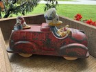 Rare 1950   s Disney Sun Rubber Mickey Mouse Fire Dept Truck Two Donald Duck Error