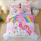 Twin Bedding Sets For Girls Kids Pink Unicorn Bed In A Bag 6 Piece Bedding Set