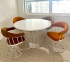 Mcm Wrought Iron Max Stout Dining Set Hippie Retro Round Patio Table   4 Chairs