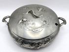 Antique Art Nouveau Jugendstil Kayserzinn Pewter Covered Bowl  4101 Floral 8 5 