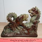 Vintage Signed Seok Art Korean Carved Bowenite Soapstone Dragon Tiger Statue