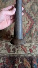 Antique Early Primitive Metal Tin Parade Horn Orig Blue Paint 17 25 