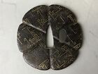 Y7647 Tsuba Iron Sword Guard Inlay Japan Samurai Katana Koshirae Edo Antique