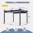 10  X 12 Ft  Black Outdoor Patio Pergola With Retractable Sun Shade Canopy