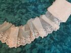 Antique Lace Flounce Trim 1900s Handmade Ivory French Silk Embroidered 91 