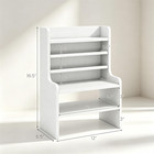 6 Tier Desktop Storage Shelf Wooden Organizer Office Bedroom Study White Rack
