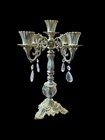 Dilly Candelabra 5 Candle Silver  With Crystals Victorian Mantel Ornate Vtg Usa