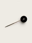Antique Victorian Era Black Mourning Stick Pin Gold Tone Seed Pearl Accent