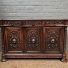 Antique French Carved Oak Renaissance Buffet Sideboard Cabinet
