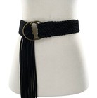 Women Wide Suede Leather Woven Braided Boho Vintage Flexible Size Tassel Belt