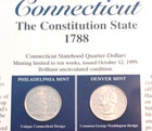 Connecticut 1999 Statehood Quarters P  D Postal Commemorative Society Sheet