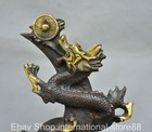 10 8  Rare Old Chinese Copper Gilt Feng Shui Dragon Loong Wealth Lucky Statue