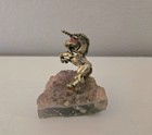 Vintage Pewter Unicorn Figurine On Amethyst Geode