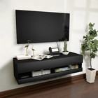 Wall-mounted Floating Tv Shelf - Stylish Black Entertainment Center With Storage