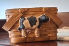 Rare Vintage Blossom Bucket 2-sided Cow Sheep Resin Basket By Suzi Skoglund 