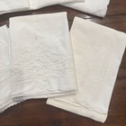 Lot Of 8 Vintage White Cotton Pillowcases Embroidered Scalloped Envelope Read