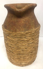 Pier 1 Pottery Jug Pitcher Decor Metal Handle Sisal Wrapped 8 3 8  Tall  Boho