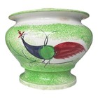 Antique Staffordshire Green Peafowl Spatterware Spongeware Lidded Sugar Bowl