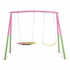 3 In 1 Metal Swing Set With Slide Heavy Duty Outdoor Backyard Kids Playset