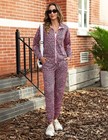 Marvmys Women 2 Piece Leopard Tracksuit Full Zip Pockets Pink Leopard Size L