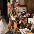 Vtg 31    Indian Warrior  Native American Ceramic Statue 20lb cigar Store Display