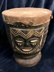 Estate Fresh Antique African Tribal Carved Dr Congo Drum 11   x 7   