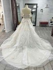 3d Flowers Applique Lace A-line Wedding Dresses Off Shoulder Ruffles Bridal Gown