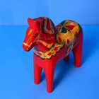 Vintage Dala Horse Nils Olsson Red  5 5  Tall Swedish Folk Art Wood