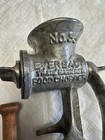 Vintage Cast Iron Meat Grinder Food Chopper No  55 With Wood Pestle Mallet 