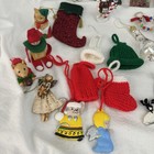 Vintage Christmas Ornaments Lot Of 30 Handmade Crochet Glass Felt Fabric Wooden