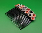 New Handmade Halloween Black And Orange Crystals On Black Combs  set Of 2 