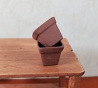 Dollhouse Square Terra Cotta Planters Set Of 2 1 12 Scale Dollhouse Miniature