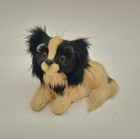 Vintage Real Fur Handcrafted Japanese Chin Dog  Black White 3 x2 5  Rabbit Fur 