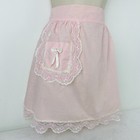 Vintage 50s 60s Pale Pink Semi Sheer Apron With Pocket Delicate Lace Trim Retro
